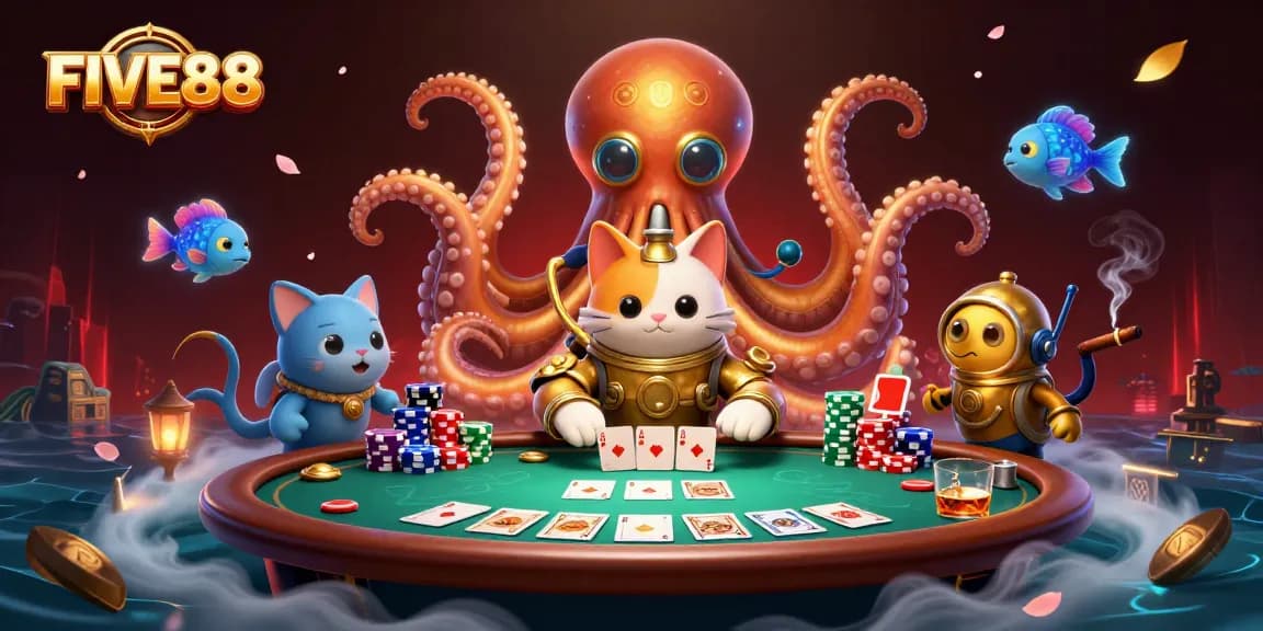 Engage with FIVE88 and dive into a vibrant ocean of casino fun featuring poker elements.