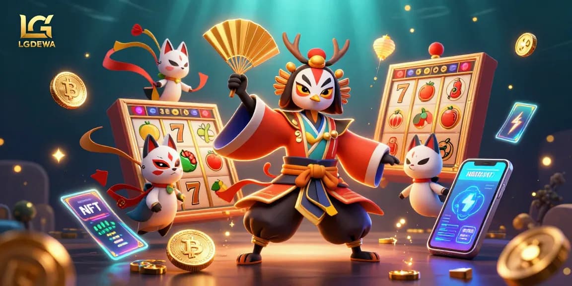 Experience winning with LGODEWA's vibrant slot games featuring 3D elements like lucky 7s and Bitcoin coins.