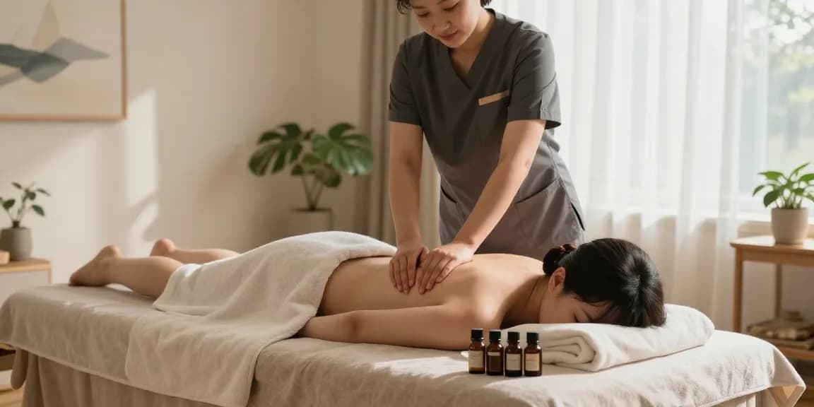 Relaxing 부천출장마사지 session demonstrating professional care in a tranquil home setting.
