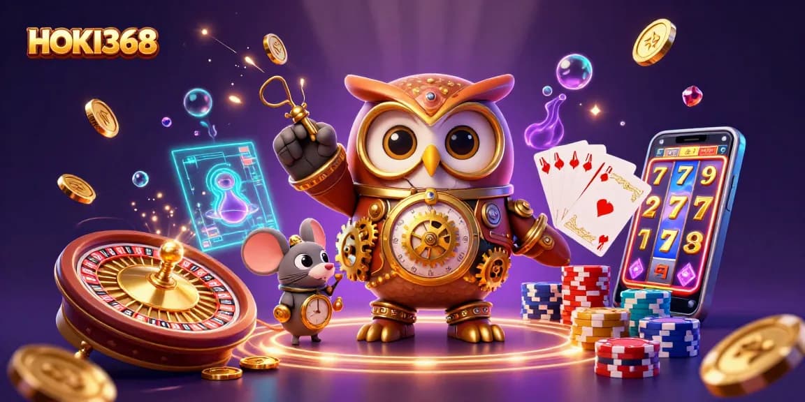 Experience HOKI368's thrilling slot games with entrancing visuals of a steampunk casino adventure.