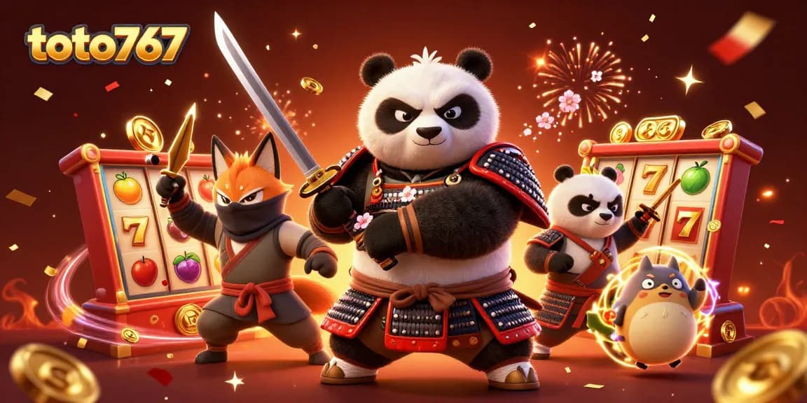 Toto767 menampilkan panda samurai 3D dan teman rubah ninja bermain slot dengan efek menakjubkan.
