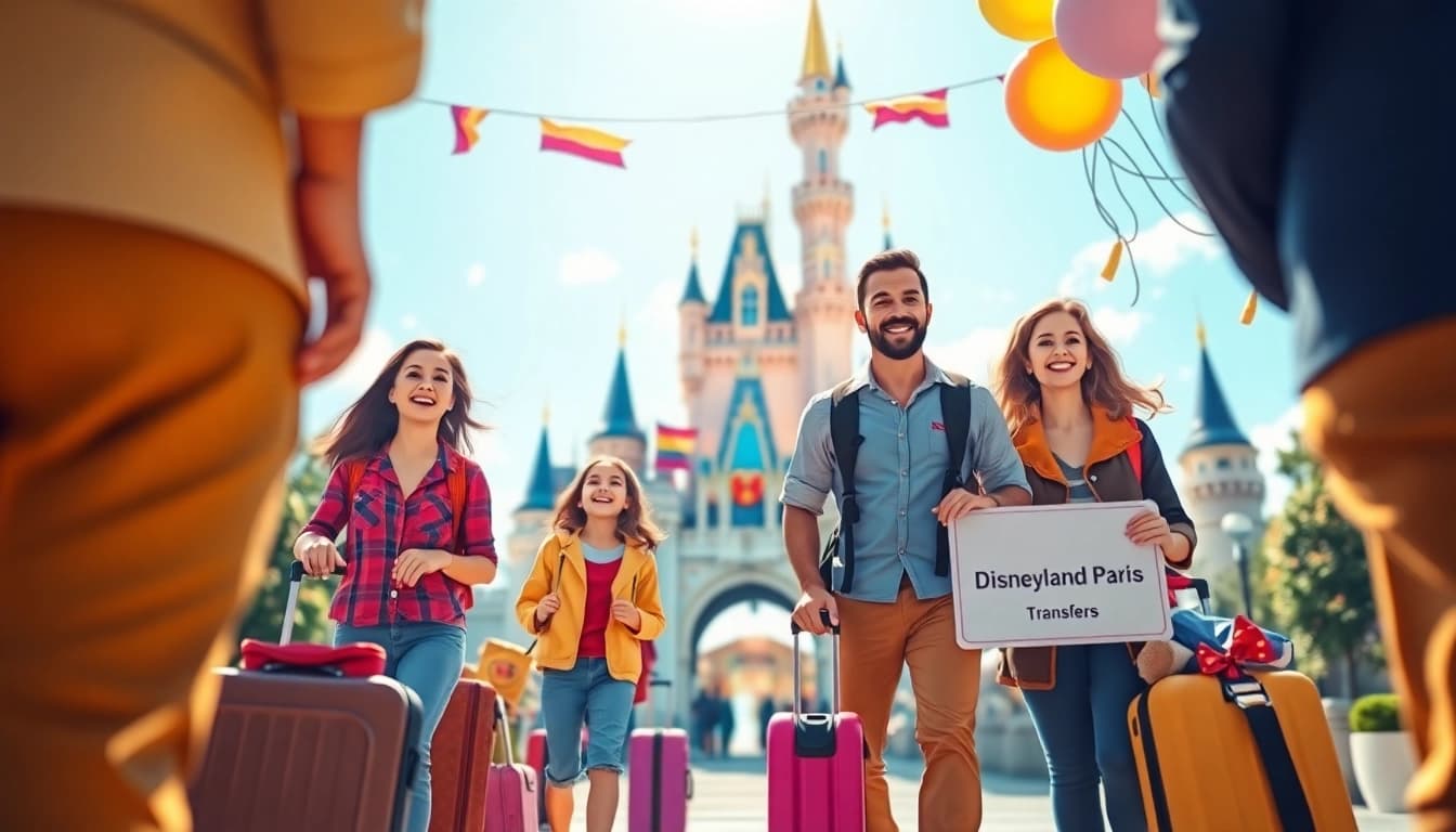 Enjoying seamless disneyland paris transfers as a family arrives at the enchanting Disneyland Paris.