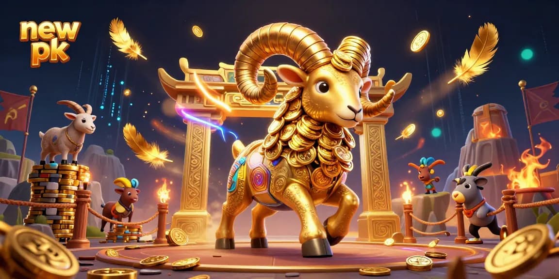 Engage with new pk's thrilling gaming experience featuring a spectacular 3D golden ram.