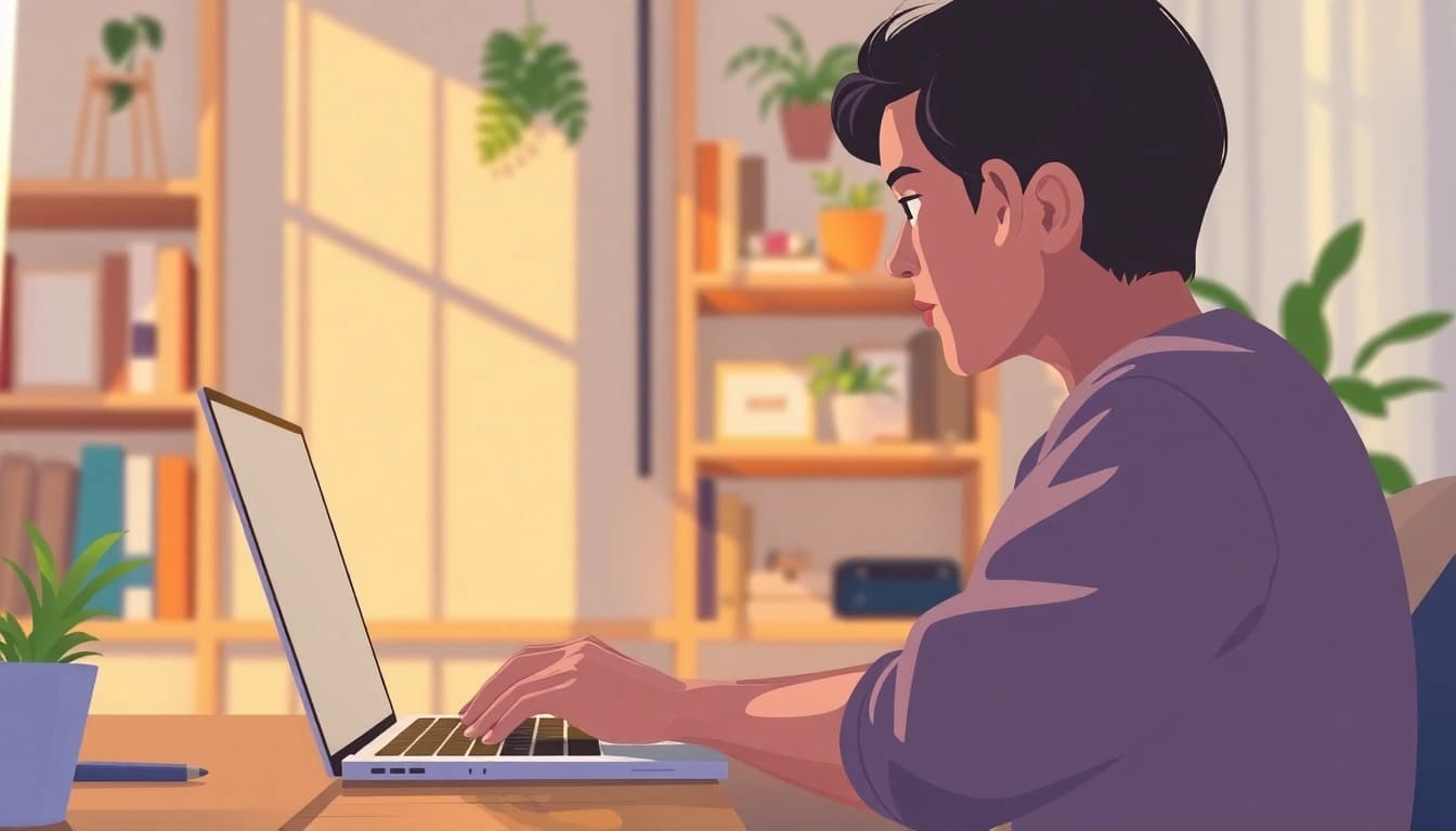 Find whose telephone number is this uk free using a laptop in a cozy home office.