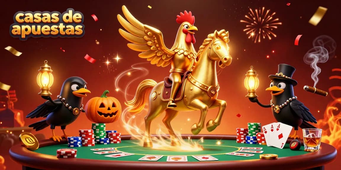 Apuesta en las mejores casas de apuestas con personajes fantásticos y elementos de casino, interactuando en un ambiente dinámico.