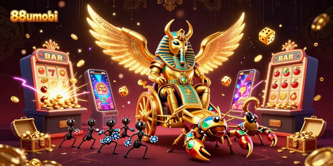 Experience immersive gameplay with the 88uumobi app, featuring vibrant casino scenes and thrilling slot machine wins.