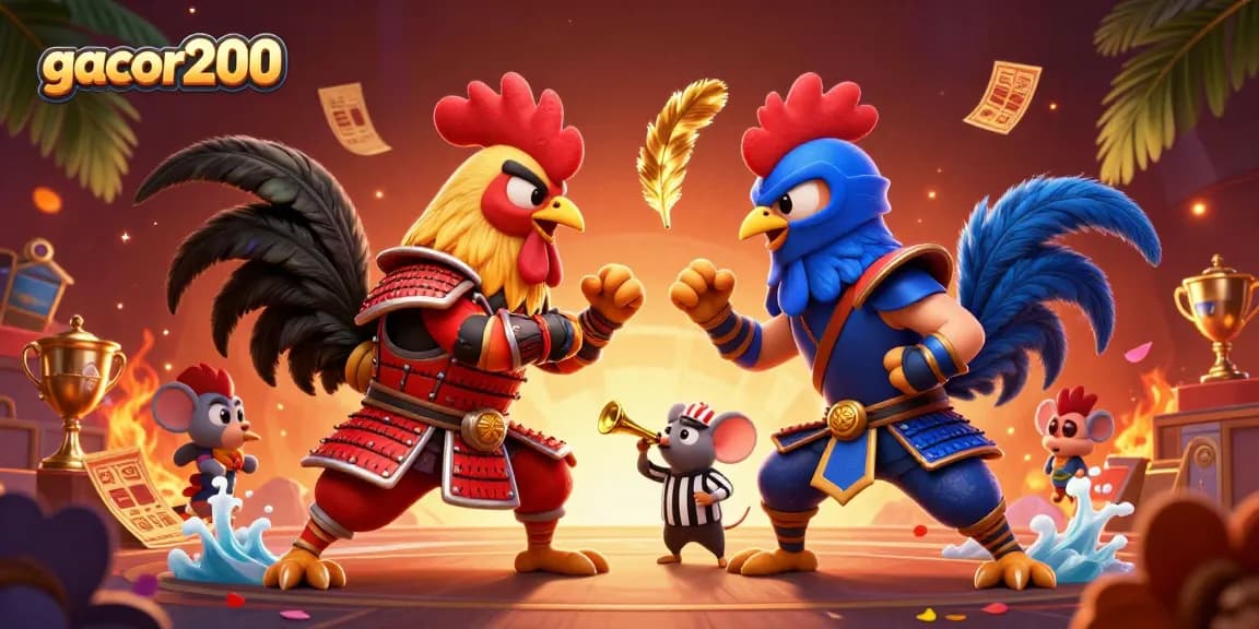 Meraih kemenangan dalam pertarungan ayam di gacor200 dengan elemen perjudian kreatif dan seru.