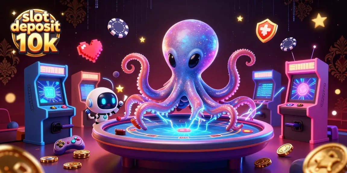 Memanfaatkan slot deposit 10k yang menarik dengan karakter kartun alien dan mesin slot berwarna cerah.