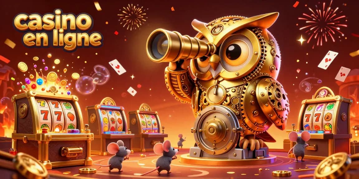 Jouez au casino en ligne avec une illustration dynamique de casino colorée et riche en détails.