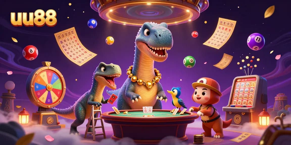 Experience thrilling games at uu88 with a giant brontosaurus overlooking the casino floor.