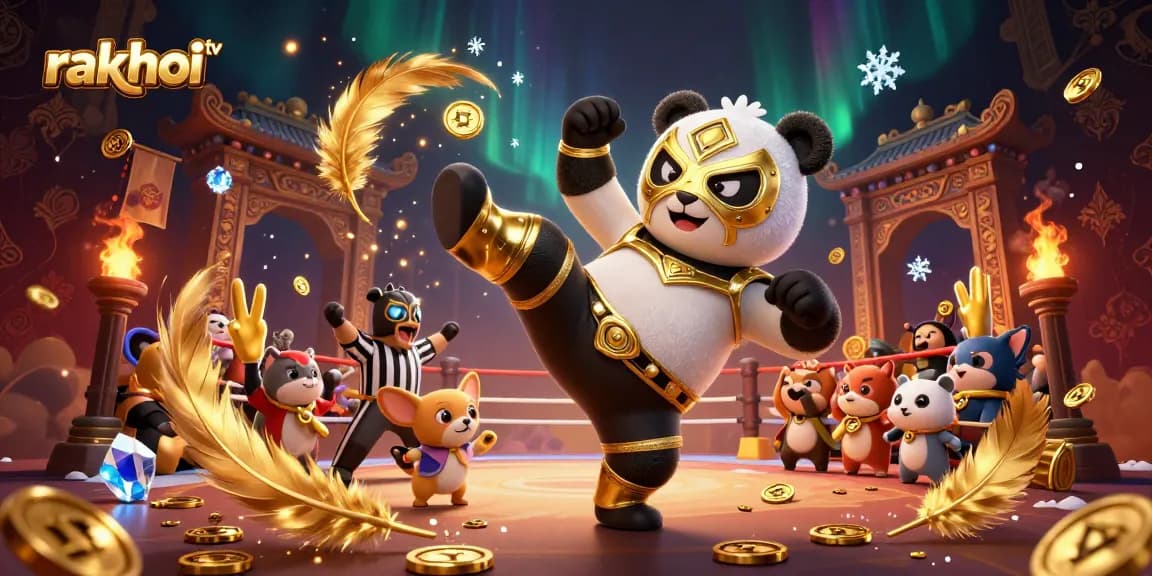 Experience thrilling action with rakhoi tv as the wrestling panda kicks while the chihuahua counts, amidst dynamic gambling elements.