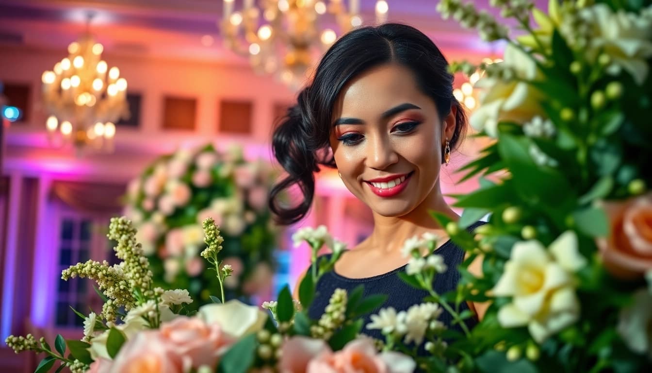 Engaged Washington dc wedding coordinator arranging a beautiful venue for couples.