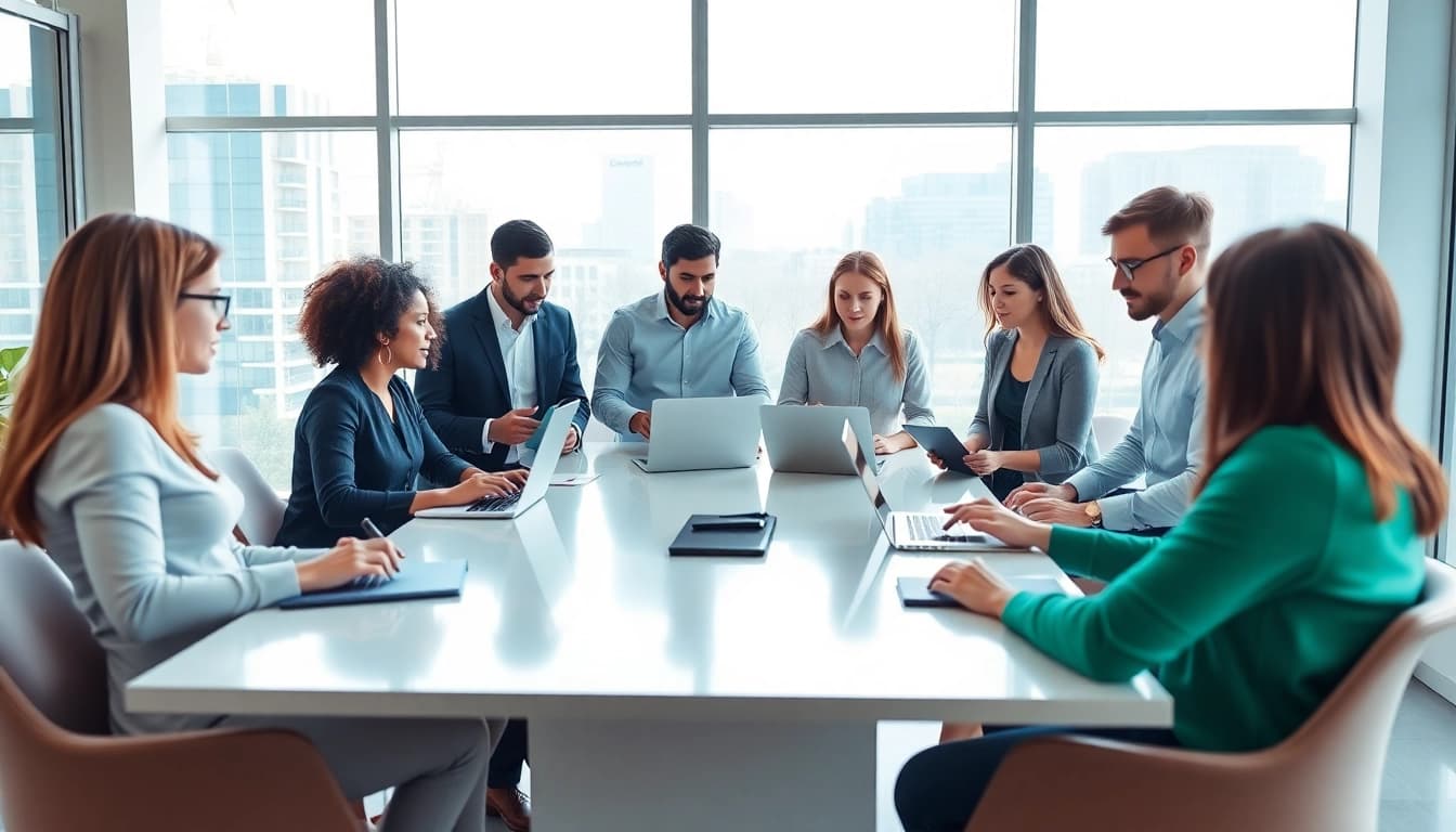 Temp agencies provide diverse teamwork solutions in a professional office setting.