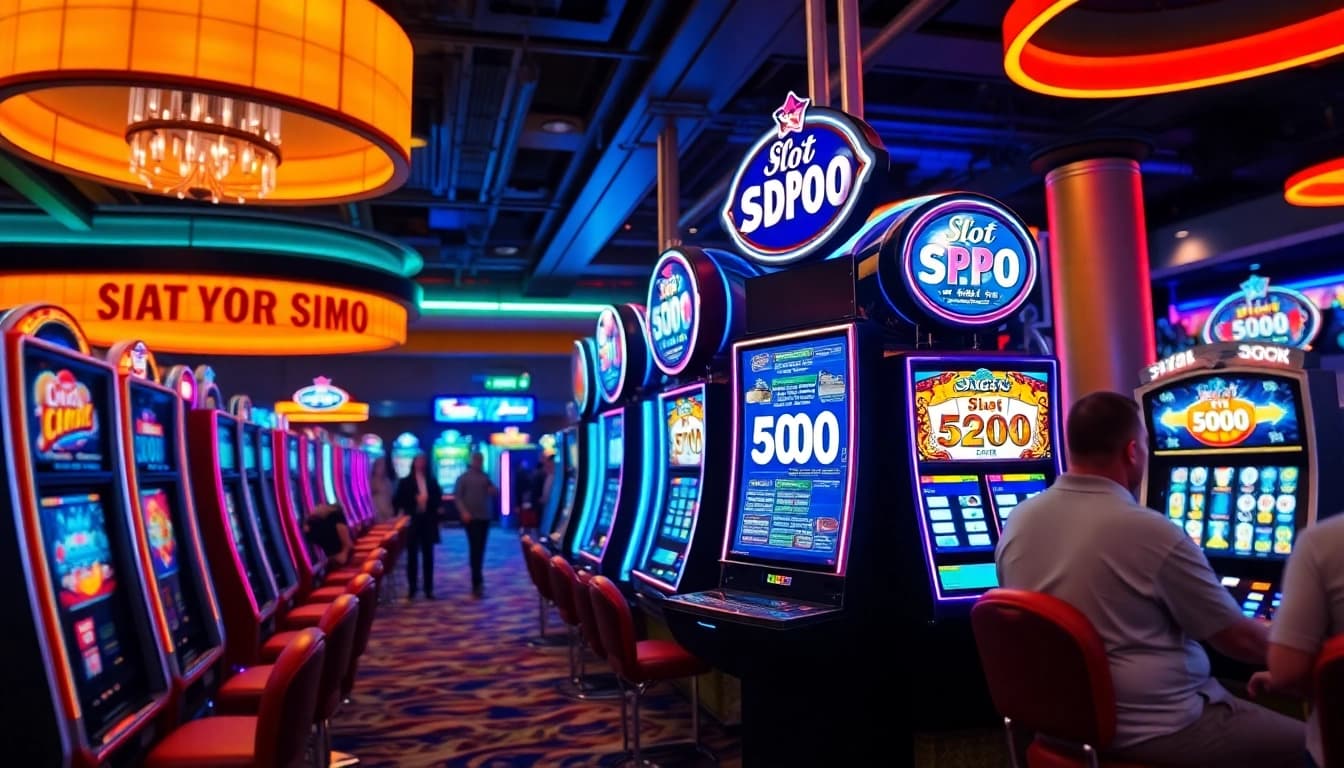 Menampilkan Slot Depo 5000 pada mesin slot di kasino.
