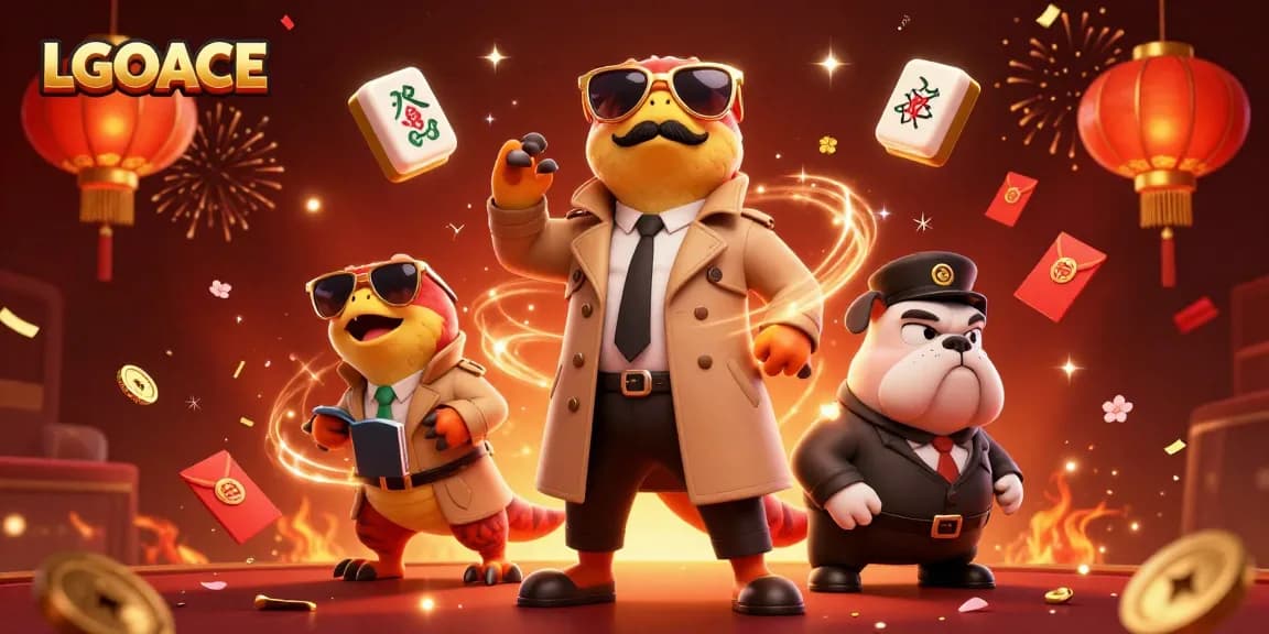 LGOACE's vibrant casino scene with entertaining raptors and a bulldog bouncer at a VIP lounge.