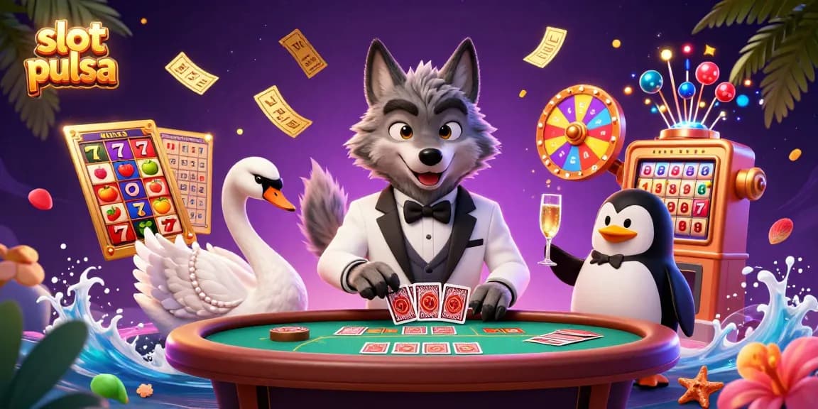 Experience thrilling slot pulsa action and winning moments in this vibrant 3D casino illustration.