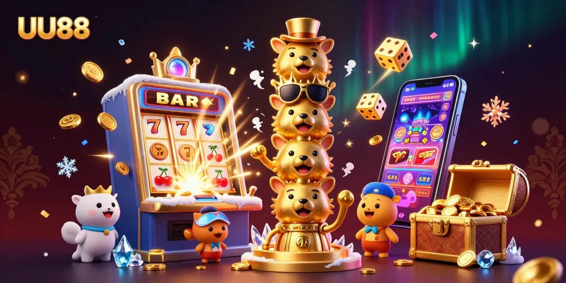Engage with thrilling slots and jackpots at UU88, featuring vibrant casino gameplay visuals.
