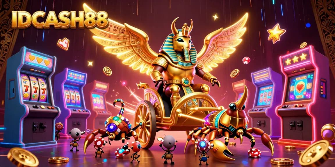 Experience thrilling gameplay at IDCASH88 featuring a rich 3D illustration of casino elements.