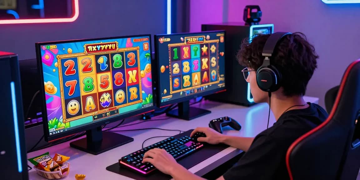 Engaging jepang slot gameplay scene with player focused on colorful online slot machine.