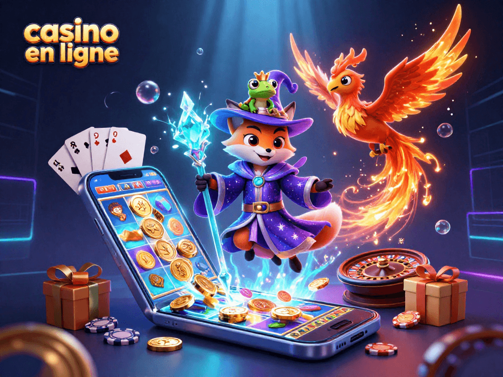 Découvrez l'univers palpitant du casino en ligne avec un mage, un phoenix et une grenouille enchantée.