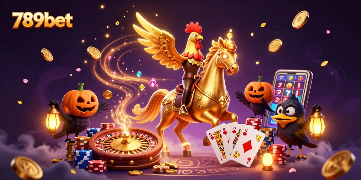 Experience the thrilling casino ambiance with 789bet featuring a golden rooster in action.
