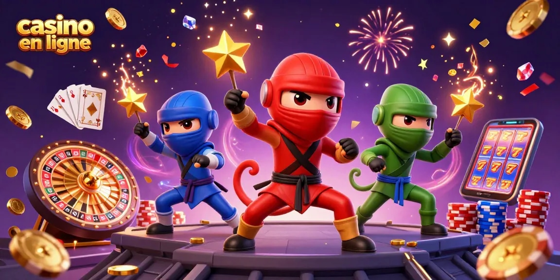 Obtenez des gains éblouissants dans un casino en ligne avec des ninjas caméléons et des pièces dorées.