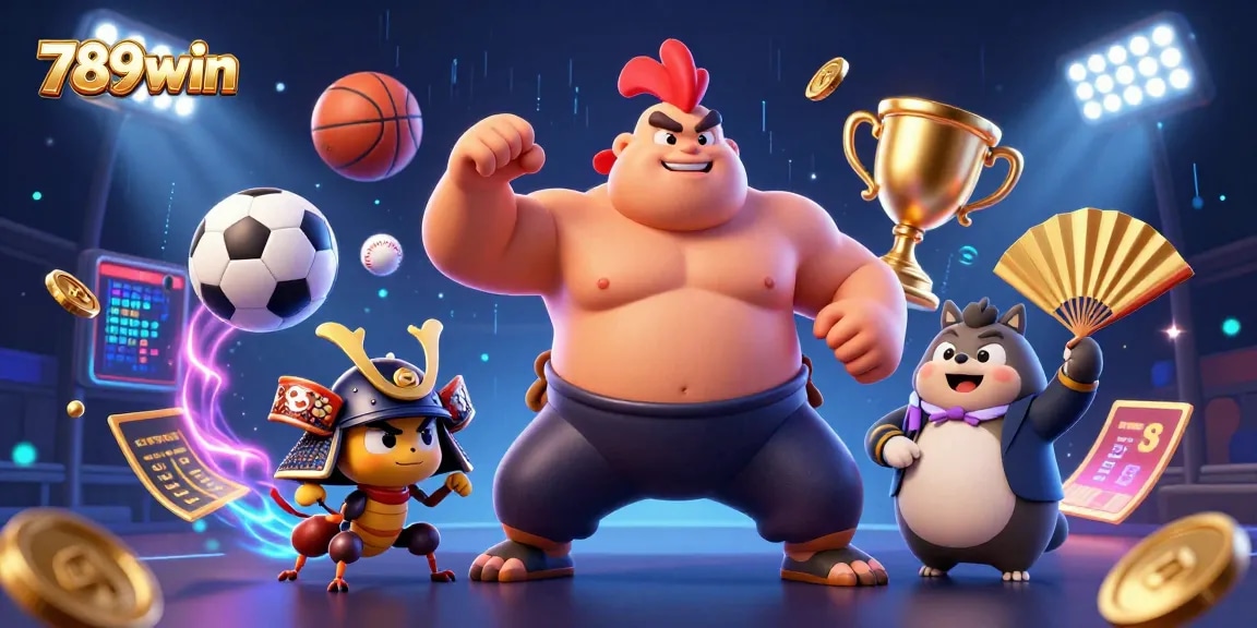 Experience the thrill of sports betting with 789win's dynamic casino illustration of engaging characters.