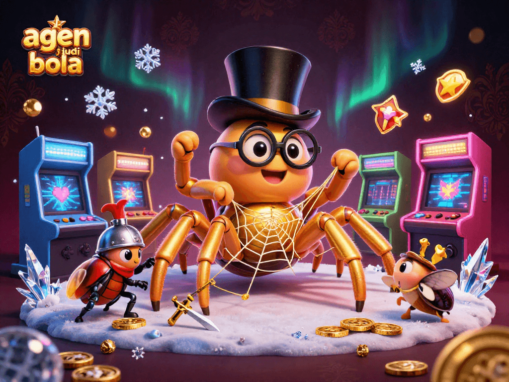 Place your bets with agen judi bola in an exciting 3D cartoon gambling illustration filled with thrilling game elements.