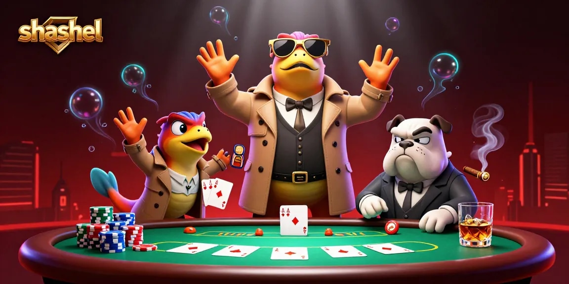 Shashel raptors disguise to enter a VIP casino, surrounded by poker chips and cards.