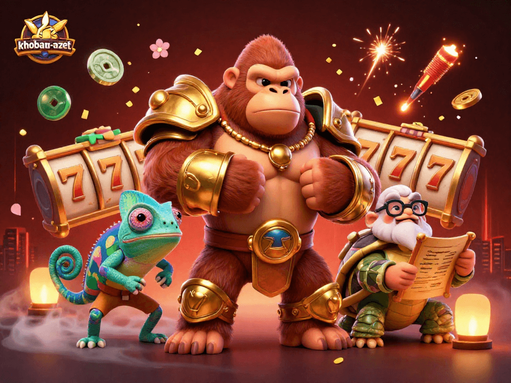 Experience thrilling gameplay with khobau-aztec as a courageous gorilla king faces adventures in a dynamic casino setting.