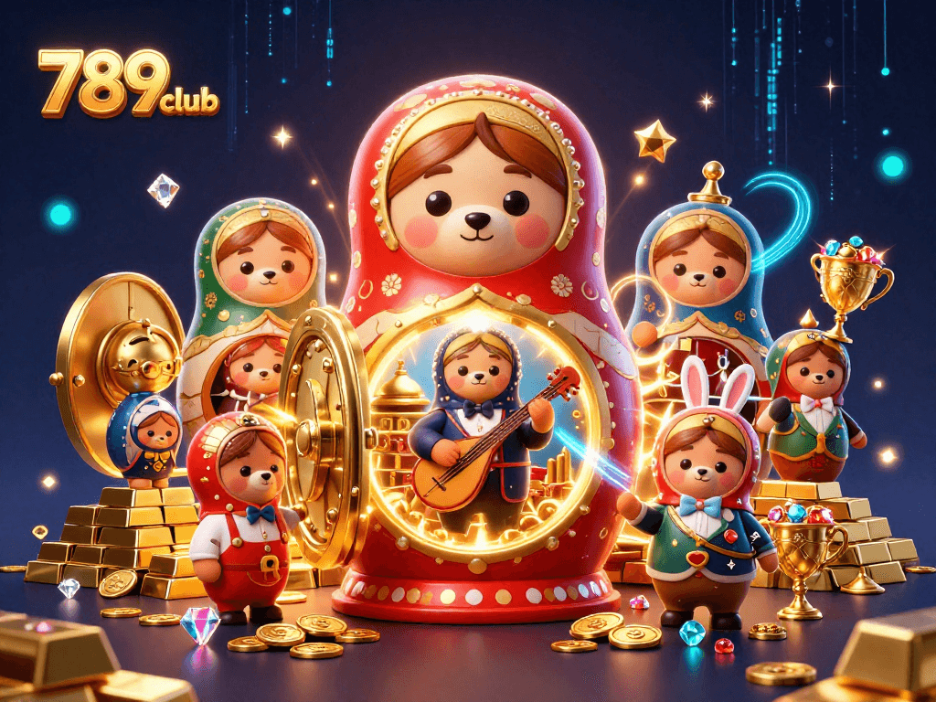 Immerse in the vibrant casino world with 789club's enchanting 3D illustration featuring captivating characters and rich details.