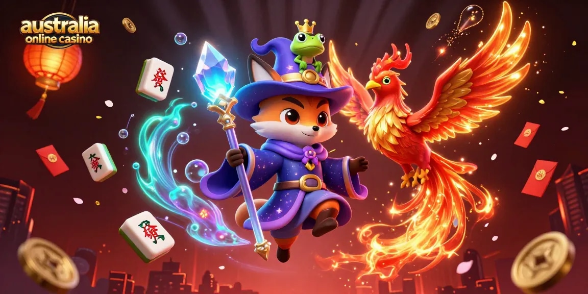 Experience the vibrant energy of the australia online casino with mystical characters and game elements.