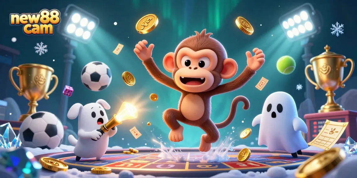 Experience fun with new88cam as the mischievous monkey juggles casino treasures.