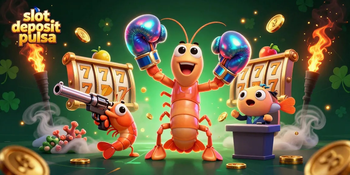 Visualisasi interaktif slot deposit pulsa yang menampilkan karakter dan elemen kasino menarik.