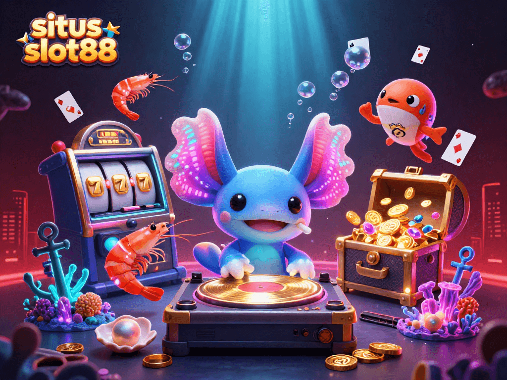 Experience the excitement at situs slot88 with vibrant slot-themed underwater characters!