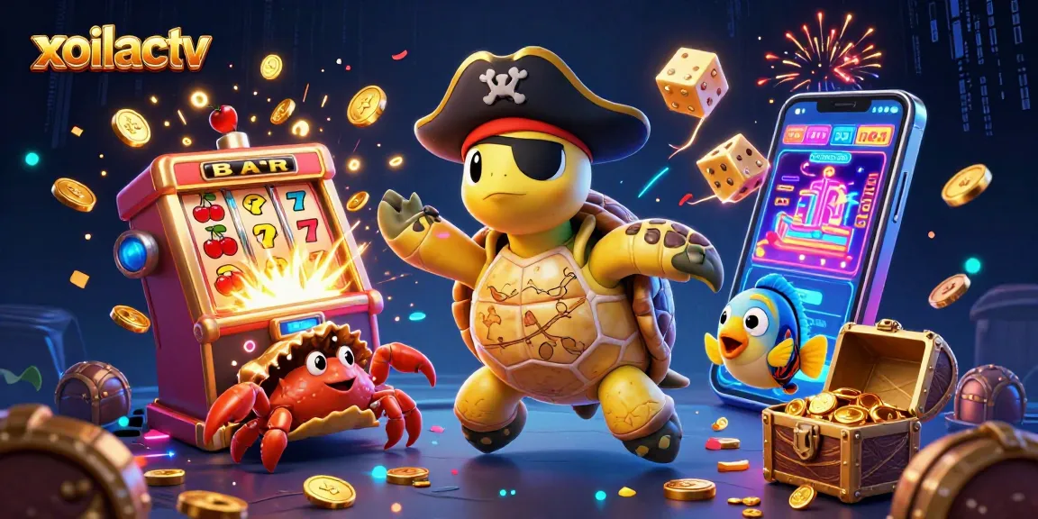 Xoilactv offers live sports betting, with a pirate-themed illustration showcasing rich casino elements.