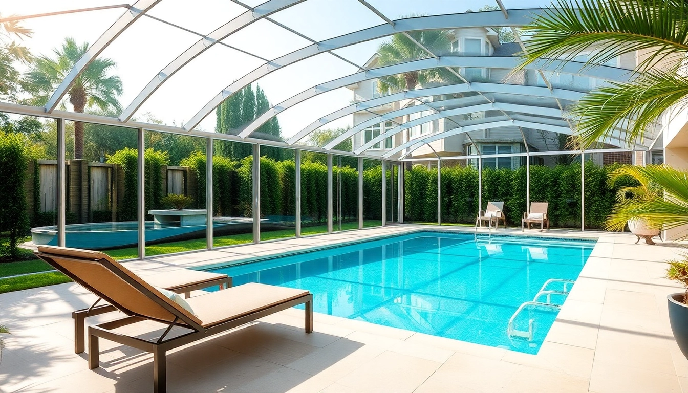 Showcasing a modern Pool Enclosure in a beautiful backyard, emphasizing elegance and tranquility.
