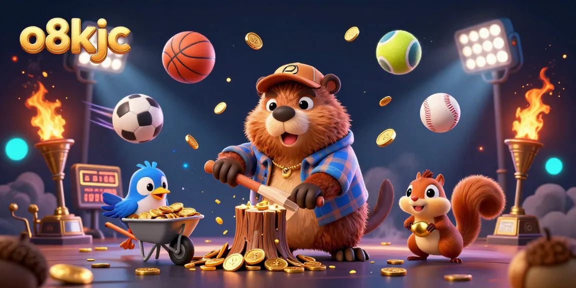 Engage with the exciting o8kjc world as a beaver collects gold coins amidst dynamic sports betting elements.