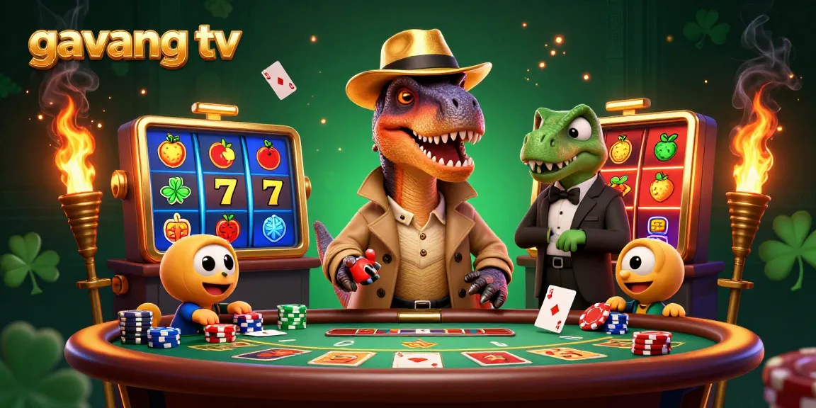 Experience thrilling gameplay with gavang tv at a vibrant blackjack scene featuring cartoon dinosaurs.