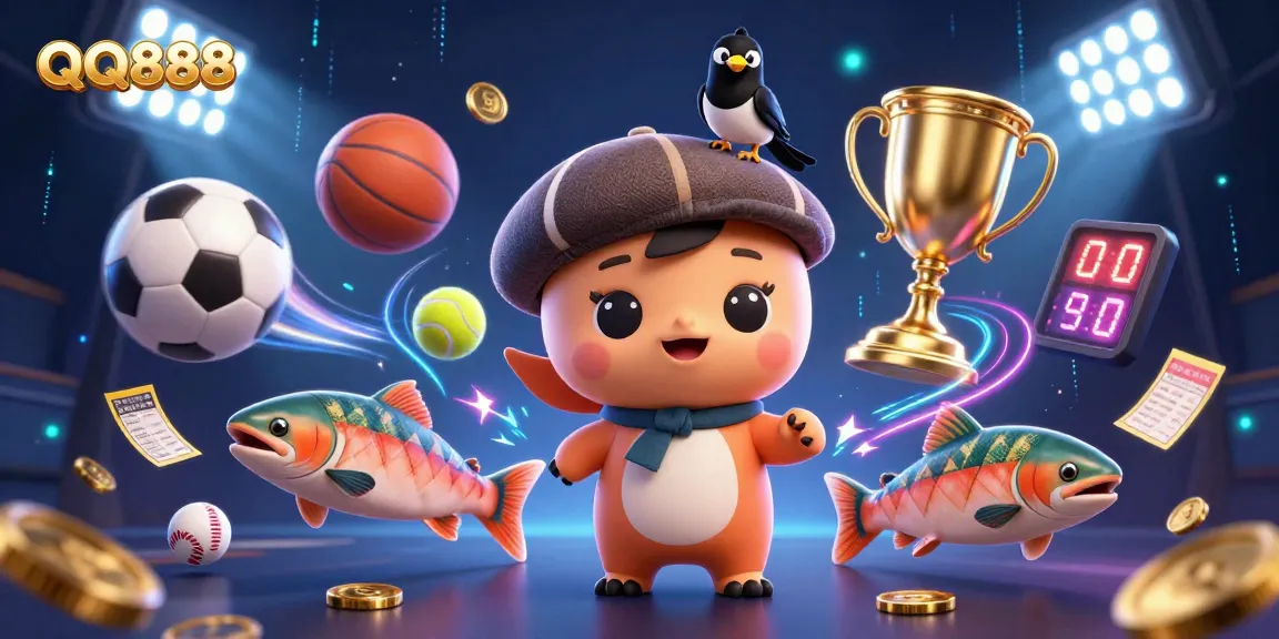 Join the thrilling action with QQ888 as the adorable Nessie and friends celebrate in a vibrant casino scene!