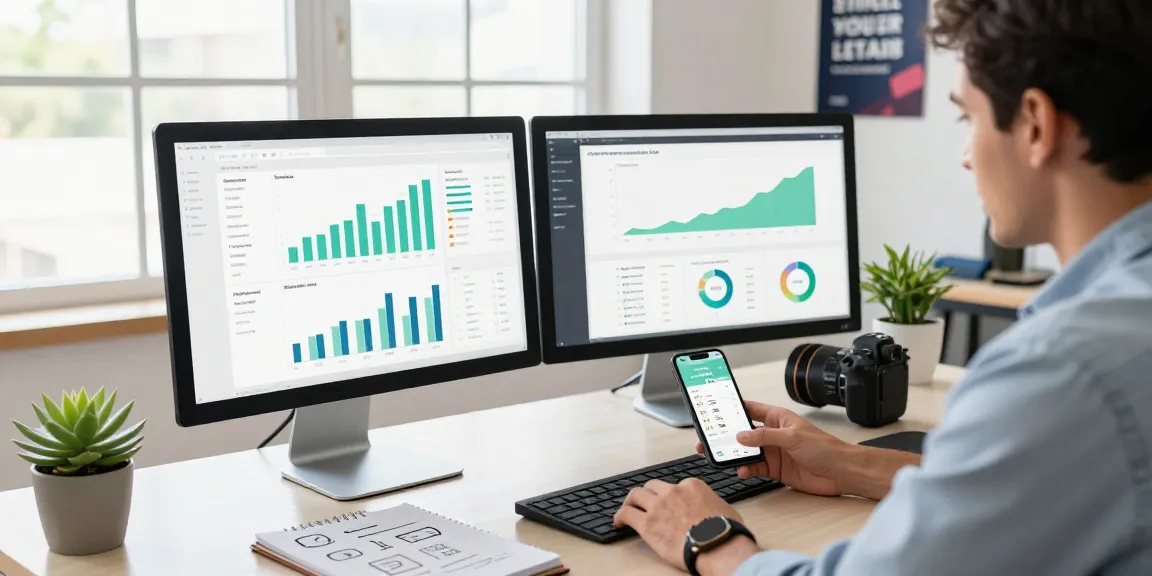Purchase app installs analysis in a modern marketing workspace with analytics displays and professional atmosphere.