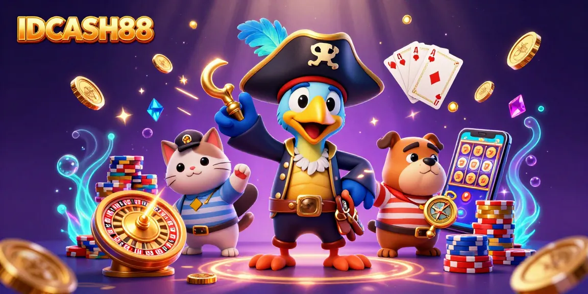 Experience the thrill of IDCASH88 with vibrant casino digital art showcasing dynamic gaming elements.