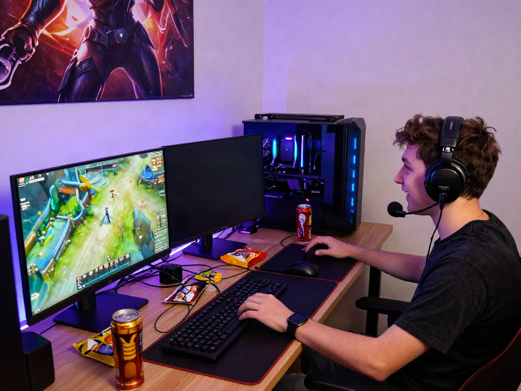 Engaging gaming setup highlighting the qqmacan link and vibrant gaming elements.