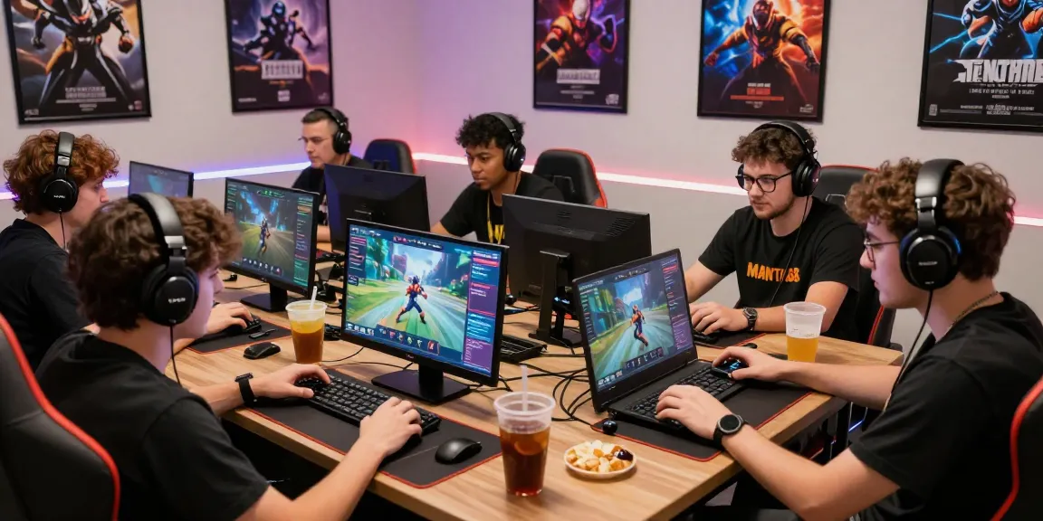 Friends enjoying a competitive gaming session on MANTRA88 platform displaying teamwork and engagement.