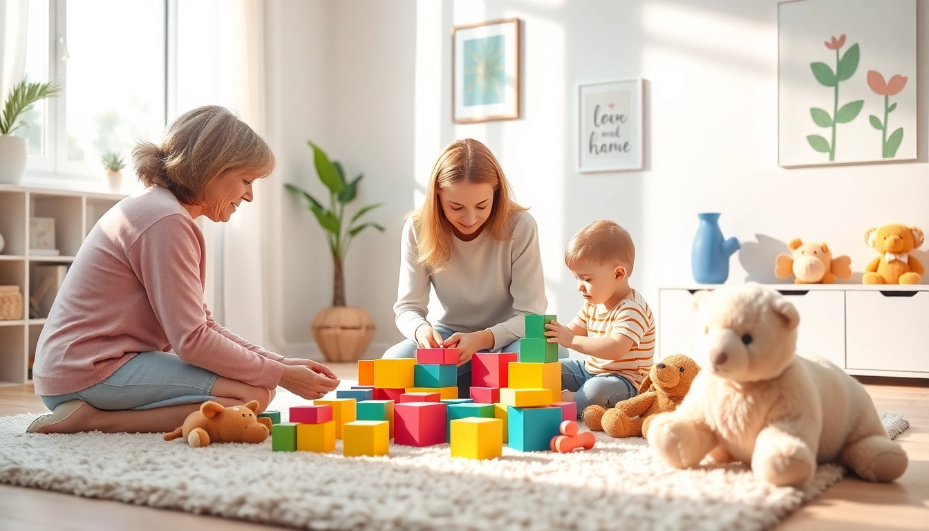 Child engaging in Play Therapy with a therapist in a bright, playful room.