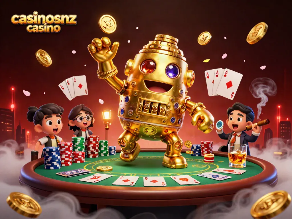 Experience thrilling action at casinosnz casino, featuring a dynamic poker scene with vibrant elements.