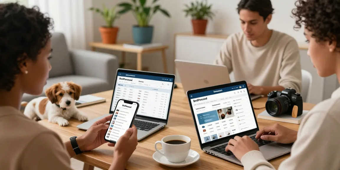 BedPersonal users browsing local classifieds in a warm home setting.