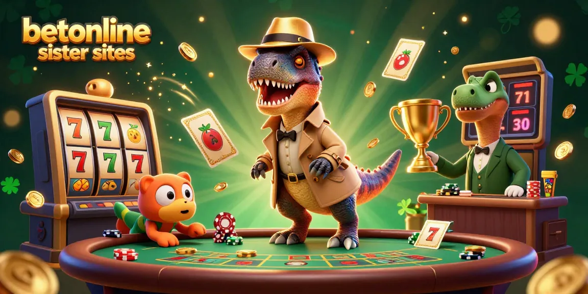 Experience gaming action at betonline sister sites with playful dinosaurs and casino excitement.