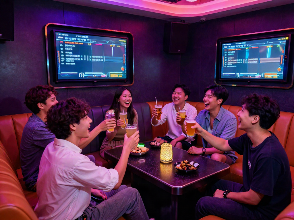 강남 달토에서 친구들과 함께 즐거운 노래를 부르는 모습