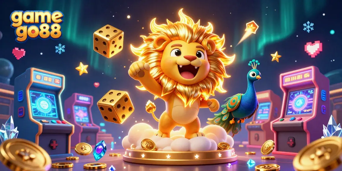 Experience the excitement with game go88 in this vibrant 3D casino illustration featuring colorful game elements.